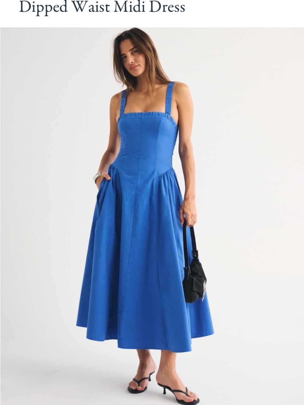 Abercrombie & Fitch Cobalt Blue Square-Neck Midi Dress